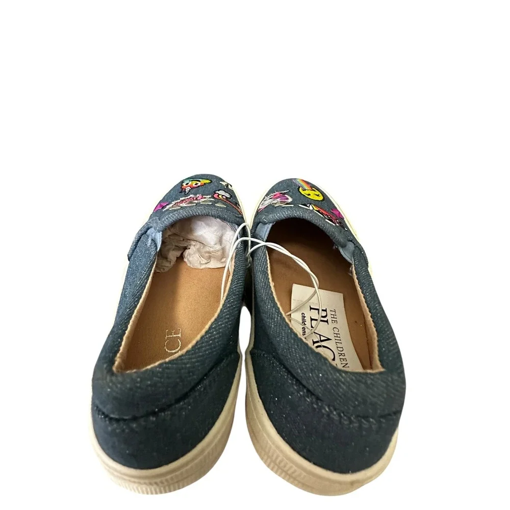 The Children's Place Slip On Sneakers Patches Studded Blue Denim Size 13‎